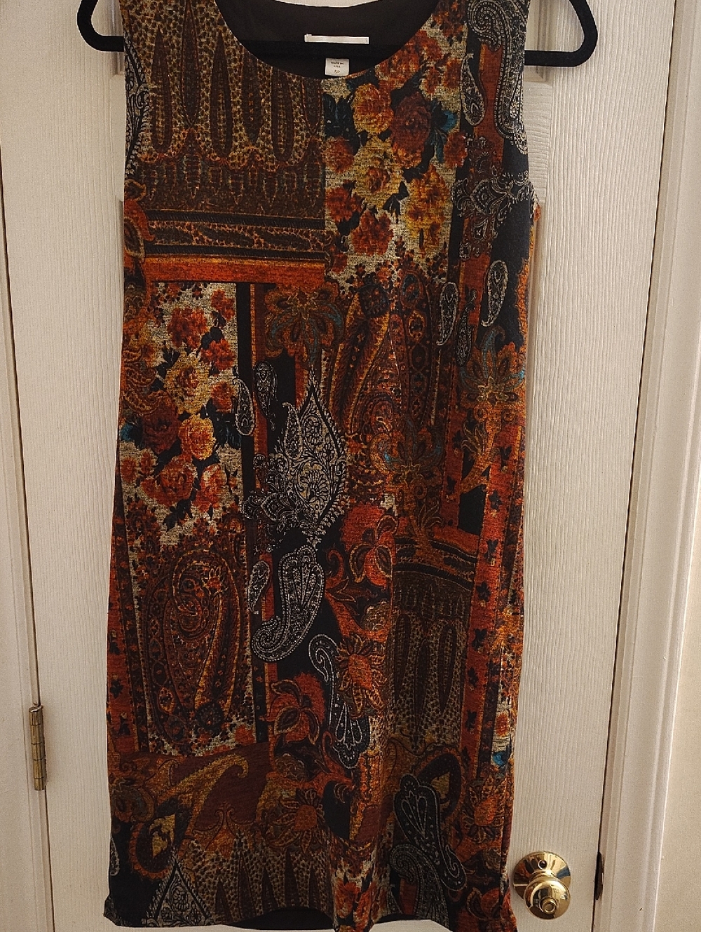 Coldwater Creek Multicolor Paisley Midi Dress in Black and Rust
